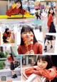 A collage of photos of a woman holding a popsicle.